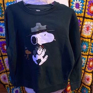 Zara x Peanuts Dark Green Crewneck Sweatshirt